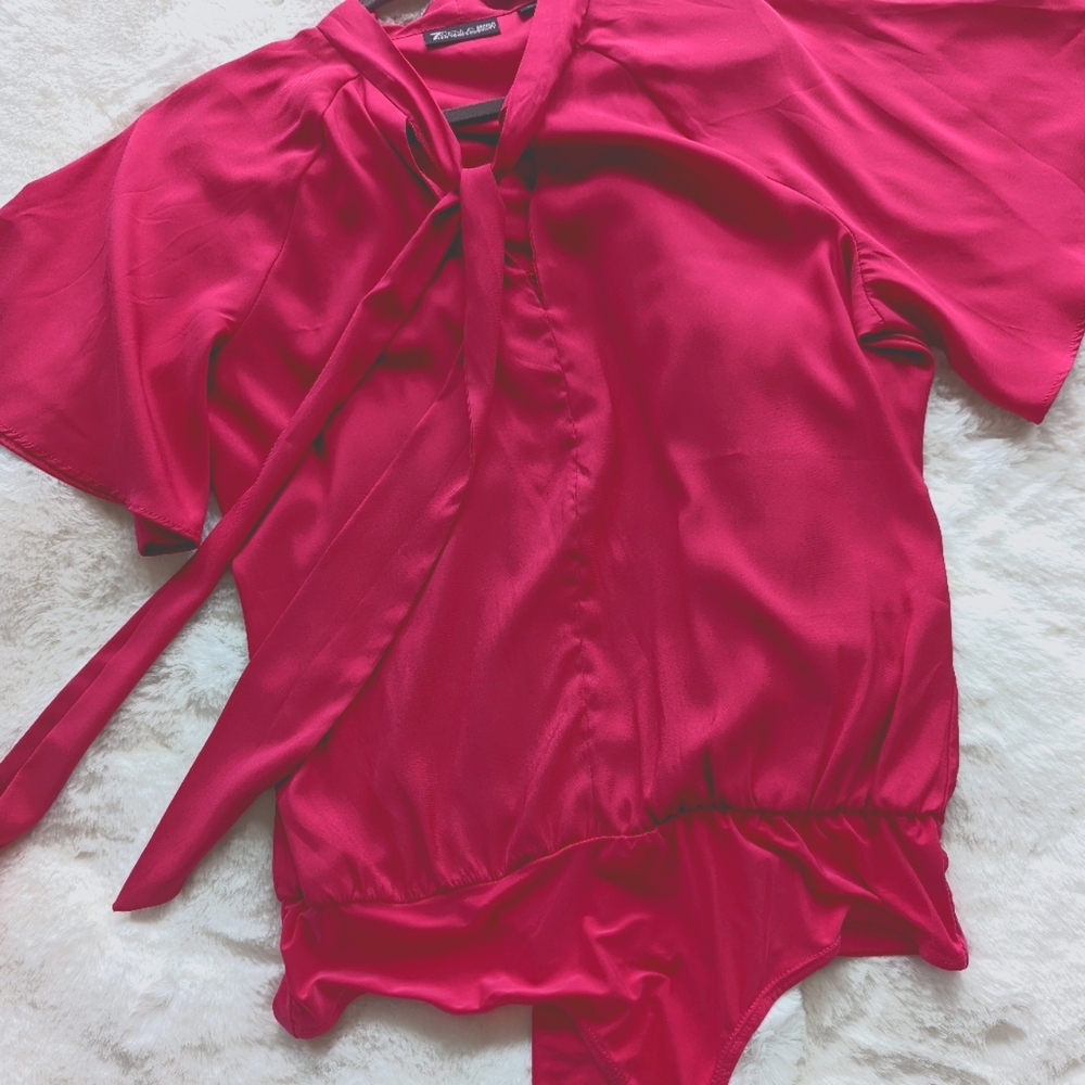 New York & Company Tie Neck Bodysuit